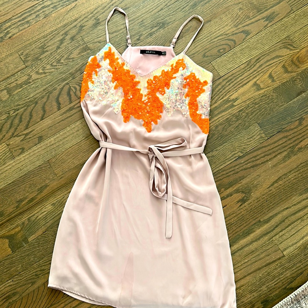 Pink and sequin mini dress. Worn once!